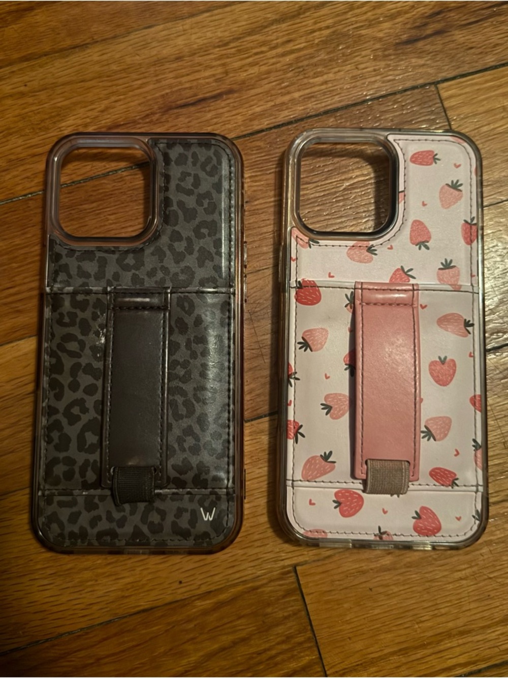 Walli iPhone 16 pro max Leopard Print and Strawberry Phone Case with Card Holder